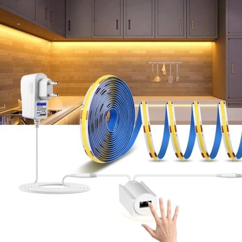 DC12V COB LED Strip Light with Hand Sweep Sensor Switch Control 1M 2M 3M 4M 5M Backlight CRI 90 Lamp Tape For Kitchen Cabinet