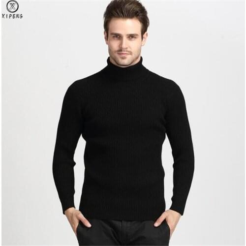 New Winter Thick Warm Cashmere Sweater Men Turtleneck Mens Sweaters Slim Fit Pullover Male Classic Wool Knitwear Pull Homme