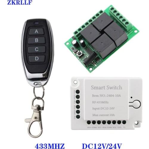 433MHz DC 12V 4CH Universal Wireless Remote RF Relay and Transmitter Remote Garage/Fan/LED/Light/Home appliance Control switch