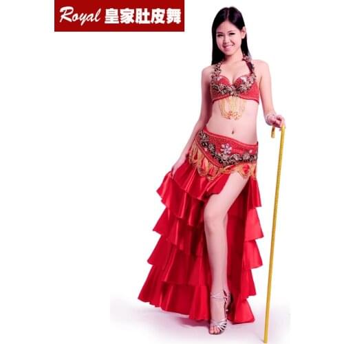 New Performance Wear Belly dance bra belt Skirt Professional Belly dance Costume set belly dancing clothing Dress BRA&Belt&Skirt