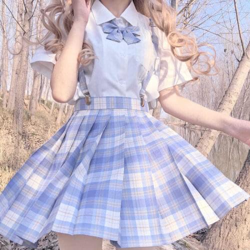 JK Skirts Women 2020 Summer High Waist Skirts Korean Style Pleated Skirts for Girls Cute Sweet Ladies Plaid Mini Skirt Women New