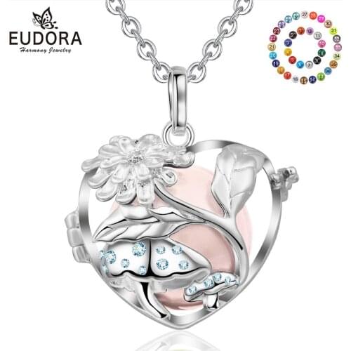 Eudora 20mm Harmony Bola Ball Chrysanthemum mushroom Locket Cage Pendant fit Chime Ball Necklace DIY Jewelry For Women K210N20