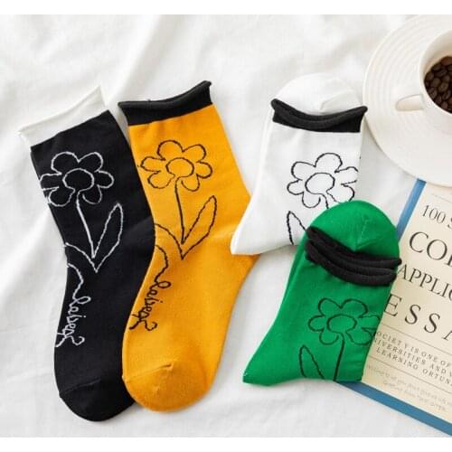 YZ-S-ZZ-0065 Hyuna flowery insta trend covered with florets in girls socks pantyhose joker socks for 2021