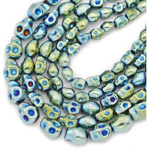 Green Hematite Beads Natural Stone 4x6/6x8/8x10MM Skull Head Spacer Charm Loose Beads For Jewelry Making Diy Bracelets Necklace