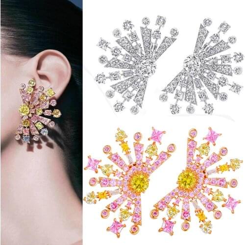 GODKI New Luxury Shiny CZ Firework Pendant Earrings For Women Dangle Luxury Mirco Paved Cubic Zircon Womens Earrings in Jewelry