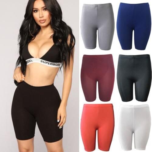 Womens Sport Yoga Shorts Solid Color Stretchy Booty Running Pants Knee Length High Waist Female Workout Fitness Yoga Pants
