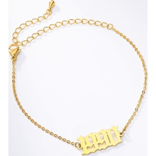 Women Fashion Number Birth Year Ankle Leg Bracelet Jewelry Stainless Steel Rose Gold Custom Number Anklet Best Friend Gifts