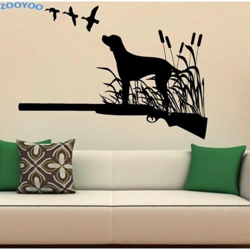 ZOOYOO Birds Hunting Dogs Creative Wall Stickers Hunter Vinyl Wall Art Decals Murals Wallpaper For Living Room Kids Room Decorat