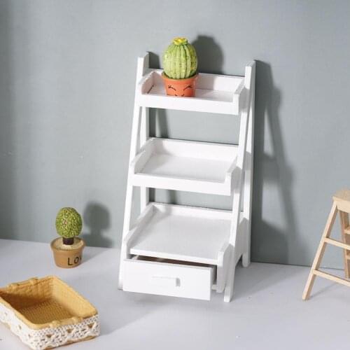 1/12 Dollhouse Wooden Shelf Flower Stand Mini Dollhouse Furniture Model Simulation Furniture Accessories toy