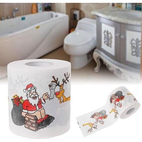 1PCS Home Tool Santa Claus Bath Toilet Roll Paper Christmas Supplies Xmas Decor Tissue Cute Christmas Print High Quality