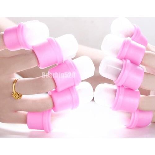 New 10 Pcs Wearable Nail Soakers Polish Remover DIY Acrylic UV Gel Cap Tip Set