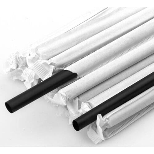 100Pcs Drinking Straws Black Long Plastic Drinking Straws for Kitchen Wedding Party Supplies