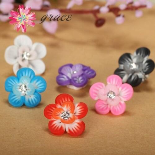 15pc/lot 15mm Handmade PolymerClay Colorful Flower Beads Leaf For Earring Handicraft Phone Decoration Jewelry Beauty Making