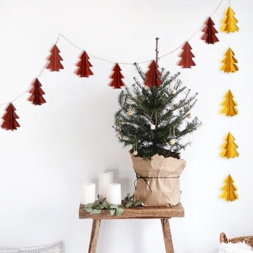 2.5M 10 three-dimensional mini Christmas tree paper string garland flags Christmas decorations party decoration supplies