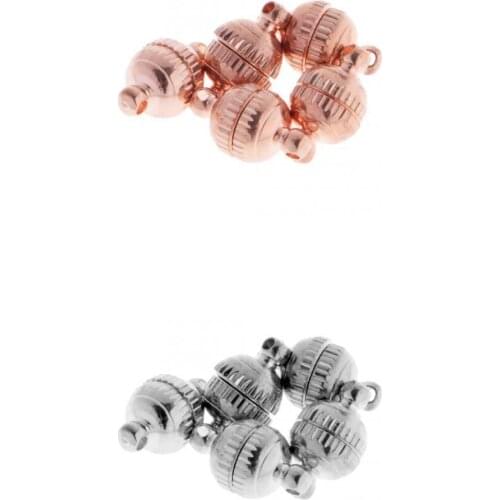 20 Sets Carved Round Ball Beads Magnetic Clasps Jewelry Findings 14x8mm
