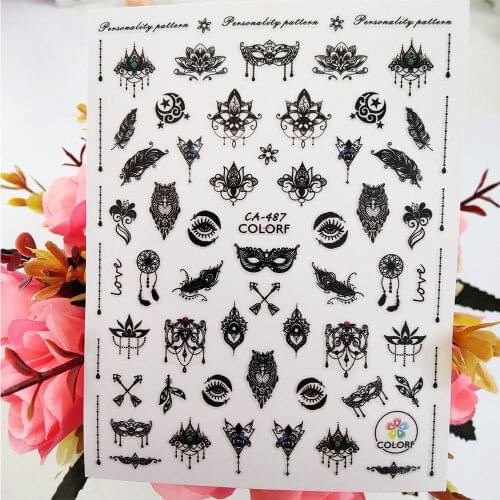 3D Nail Stickers Designer Eyes Owl Mandala Lotus Crystal Nail Supplies Manicure Art Decoraciones Foil Decals Accessories