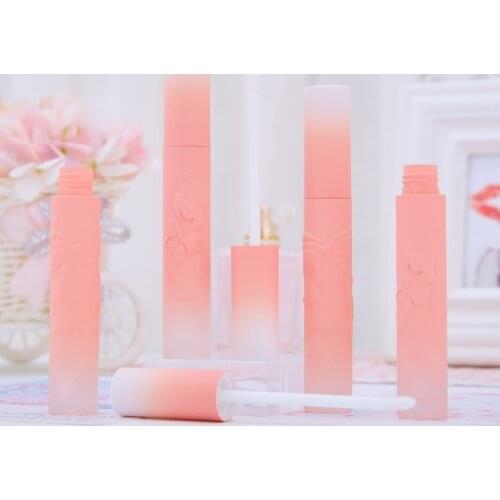 5ml Empty Lip Gloss Tubes Embossed Bowknot Shaped Gradient Coral Refillable Diy Balm Containers Cosmetic Makeup Tools 20pcs
