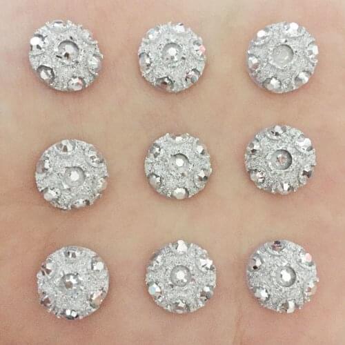 60pcs Resin 12mm Round silver bling circle Flat back Rhinestone Applique DIY Wedding Scrapbook Ornament Craft
