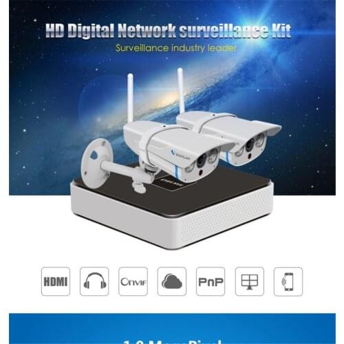 720P 2CH Wireless WIFI IP Camera NVR Kit