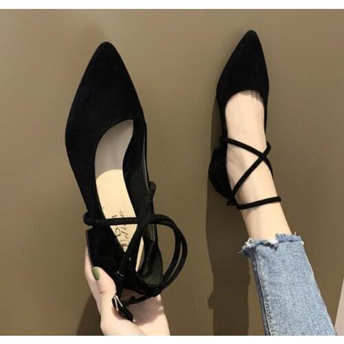 Autumn Wild pointed Ballet Flats shoes With Toe Summer Womens Shoes for Women Flats Ladies Shallow sudes Shoes Woman Large size