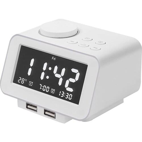 Alarm Clock Digital Electronic Smart Mechanical LED Dual Wireless Bluetooth FM Radio USB Charger Snooze Temperature Music Player