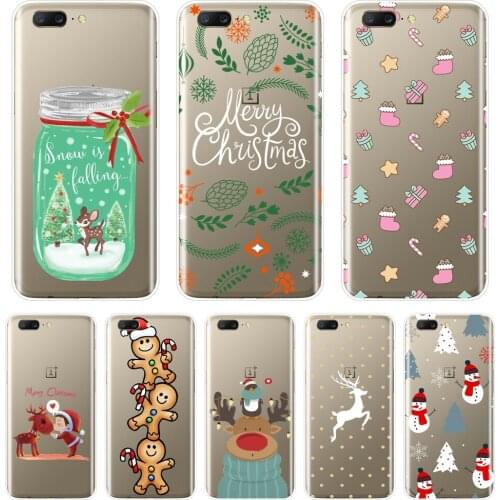 TPU Christmas Deer Tree Flower Kawaii Phone Case For OnePlus 6 6T 5 5T 3 3T Silicone Soft Back Cover For One Plus 6 6T 5 5T 3 3T