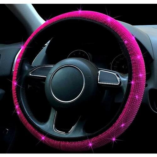 Car Steering Wheel Cover Bling Bling Rhinestones Crystal Universal No Inner Ring Four Seasons Auto Accessories Case Car Styling