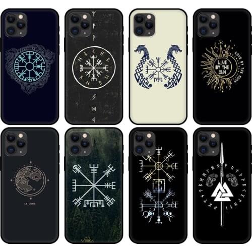 Black tpu case for iphone se 6 6s 7 8 plus x 10 cover for iphone XR XS 11 pro MAX case Viking Vegvisir Odin Nordic Cover Couqe