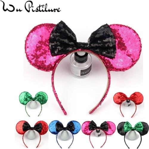 Girls headband Sequin Bow Headwear for Girls Minnie Glitter Ears Hairbands Birthday Party Kids Fashion Hair Accessories