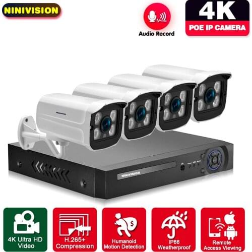 4CH 5MP 4K Face Detection Security POE NVR 8MP AI Audio Sound IP Camera CCTV System 25Fps Bullet Outdoor Surveillance Kits