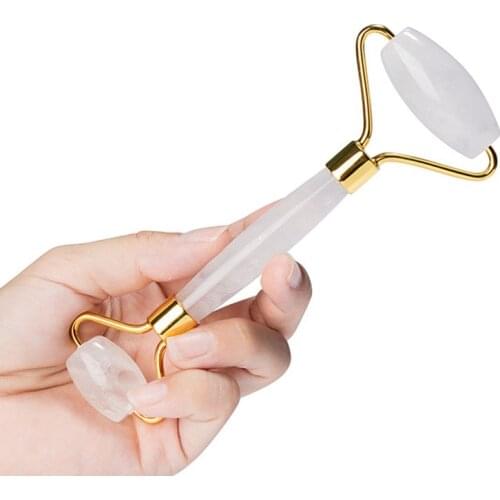 Rock Quartz Face Roller Massager Double Head Anti-Cellulite Clear Crystal Facial Skin Care Natural Stone Jade Roller