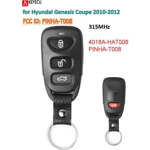 Keyecu Remote Control Car Key Fob for Hyundai Genesis Coupe 2010-2012 Years FCC ID: PINHA-T008 315MHz 3+1 Button