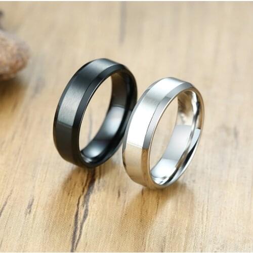New Fashion 6mm Classic Men Women Band Rings Stainless Steel Jewelry Wedding Ring For Male