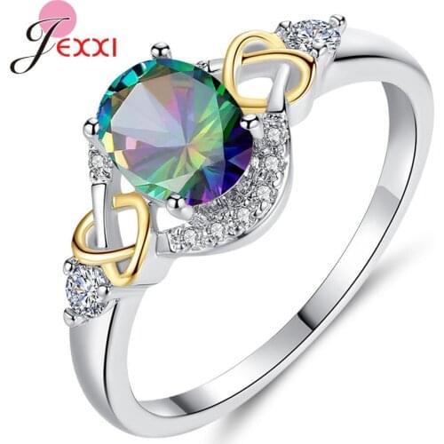 Korean Trend 925 Sterling Silver Rings Girls Inlaid Cubic Zircon Women Engagement Wedding Fashion Jewelry Lovers Gift