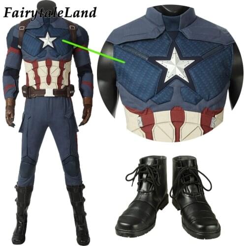 Halloween Carnival Endgame Captain Cosplay Costume Steve Jumpsuit Custom Made Superhero Armor Outfit