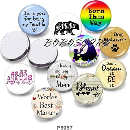 Words MAMA 12mm/18mm/20mm/25mm/30mm Round Glass Cabochon Flat Back Making Findings P6020