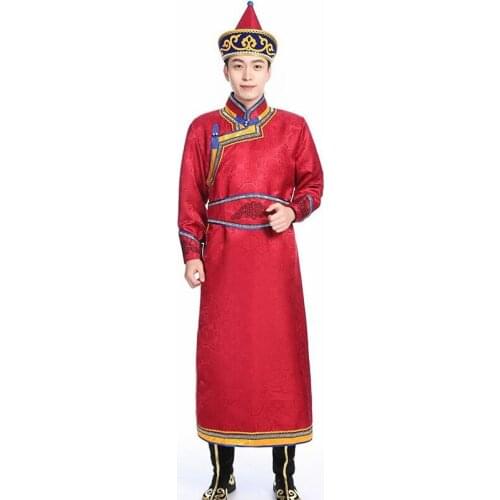 New fashion Mongolian robe for men festival Stage performance wear living gown asia costume classical ethnic clothing