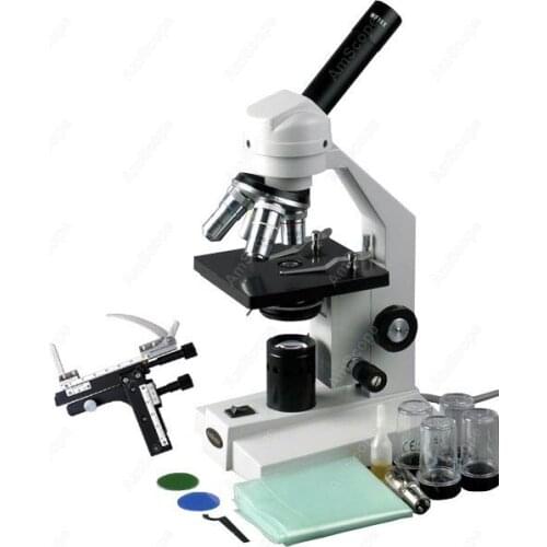 Monocular Microscope -AmScope Supplies 40X-1000X Veterinary Compound Microscope with Mechanical Stage