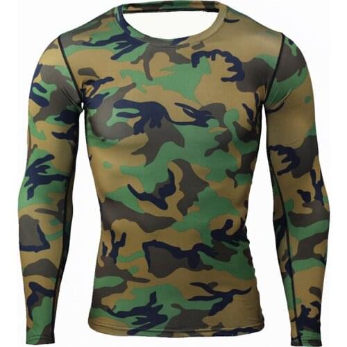 Psvteide Mens Running TShirt Rashguard For Men Camouflage T Shirts Compression Shirt Long Sleeve Cycling Base Layer Men QuickDry