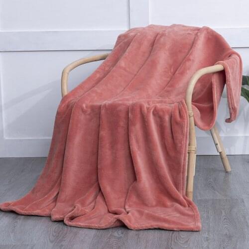 130X160CM Soft Warm Flannel Blankets For Beds Solid Pink Blue Coral Fleece Mink Throw Sofa Cover Bedspread Fluffy Plaid Blankets