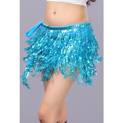 3 Layer Sequins Tassel Fringe Chain Waist Sequins Skirt Belly Dance Hip Scarf Belly Dance Belt Dancing Costume Accessories
