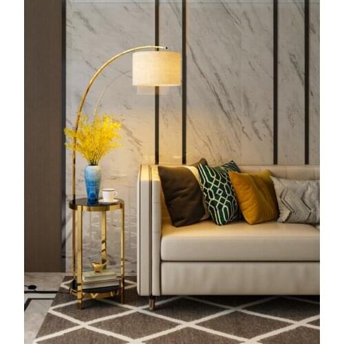 Floor lamp living room bedroom bedside glass coffee table lamp post-modern luxury double-layer vertical table lamp
