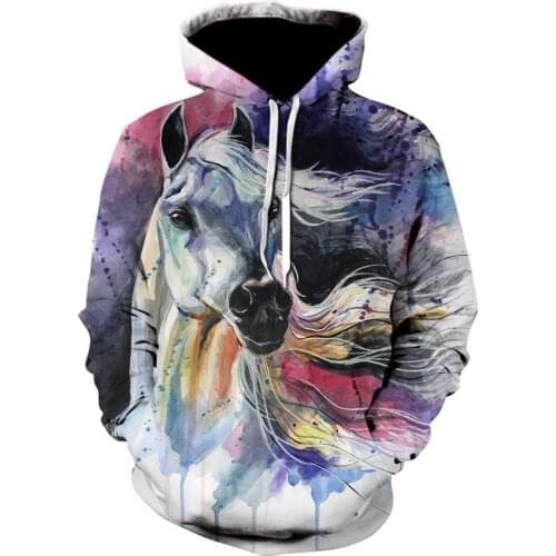 New Style animal handsome Horse 3D printing colorful Hoodies Sweatshirts Long Sleeve Hoodie Fashion Casual autumn Tracksuits
