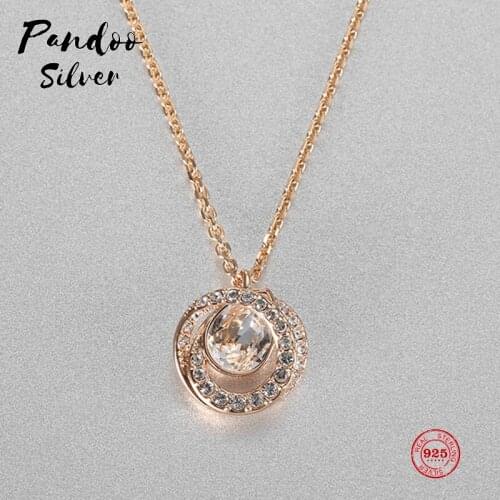 PANDOO Fashion Charm Pure 925 Silver Original 1:1 Copy, Love Simple Short Clavicle Chain Necklace Female Luxury Jewelry Gifts