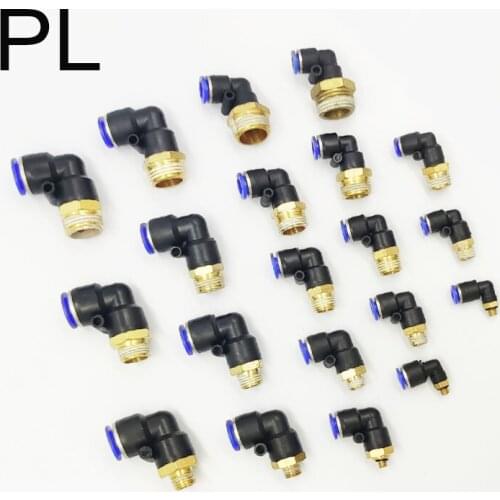 10PCS PL Pneumatic connector 4mm-12mm Hose M5 1/8" 1/4" 3/8" 1/2" Male Thread Pneumatic Tube Elbow Connector Air Push In Fitting