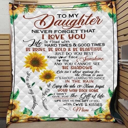 Letter to My Daughter Quilt Blanket Airmail Style All season Cotton Quilt Positive Encourage Daughter Gift Droppshiping