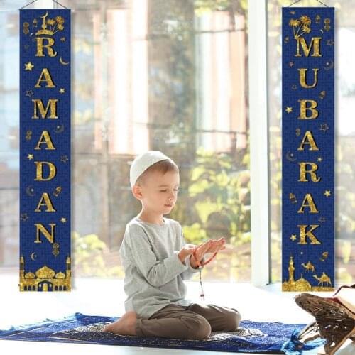 Ramadan Mubarak Door Porch Banner Eid Mubarak home decor hanging Felt Countdown Calendar Ramadan Kareem Muslim Islamic party Eid