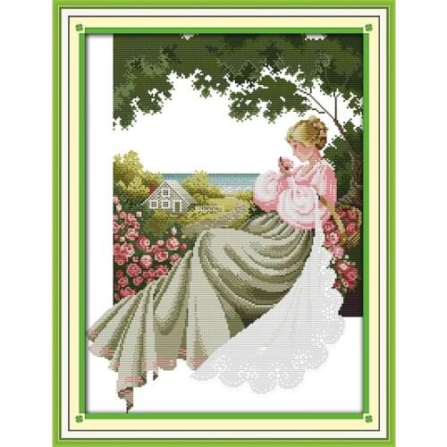 A rose garden cotton canvas cross stitch pattern print counting patterns dmc embroidery kits home decor Everything for weaving