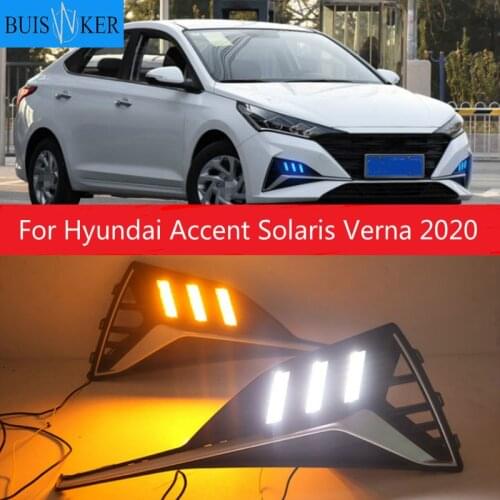 LED DRL Daytime Running Light Fog Lamp 12V Car Running Lights For Hyundai Accent Solaris Verna 2020