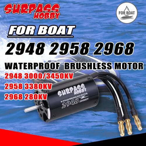 SURPASS HOBBY RC Boat 2948 2958 2968 Waterproof Brushless Motor 4 Poles 600-800mm for 1/10 1/8 RC Boat Traxxas Blast Defender